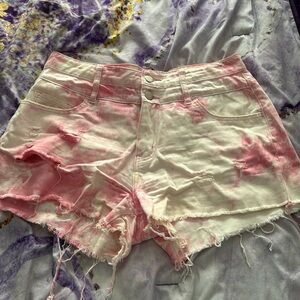 Cute tie dye shorts pink and white